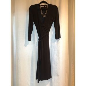Black Wrap Dress with Gold necklace